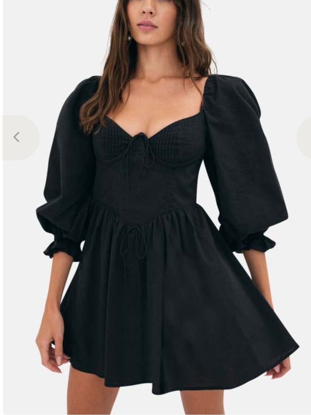 NWT For Love & Lemons Black Puff-Sleeve Mini Dress